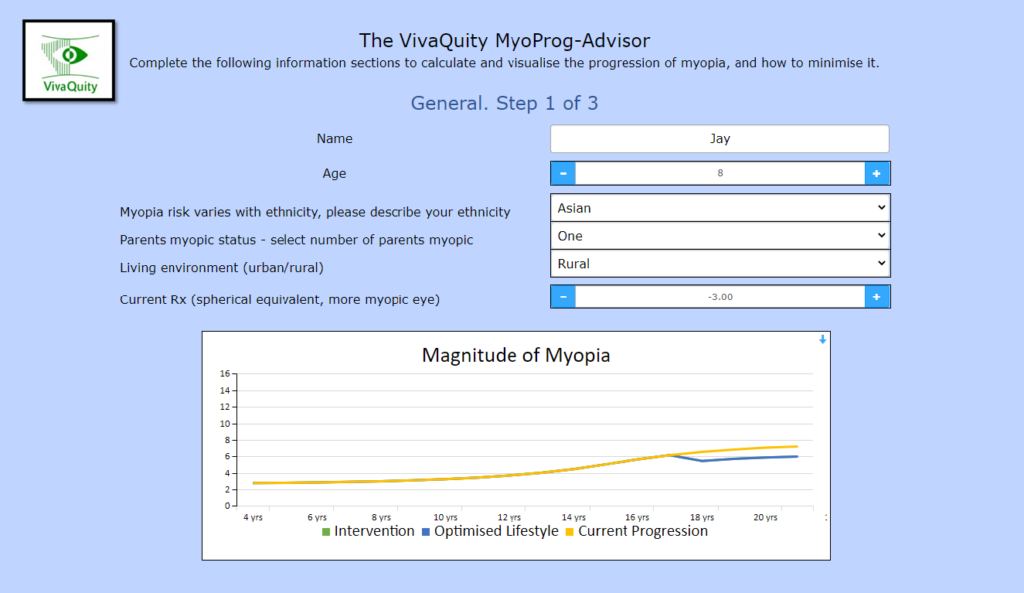 Myopia progression calculator